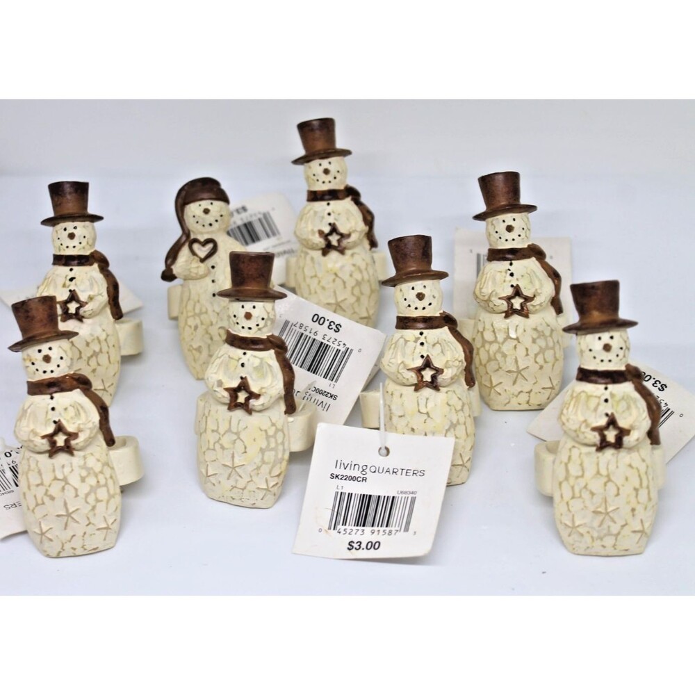 Flurryville Collection Artic Bart Snowman Napkin Rings Set of 8 Rare Retired